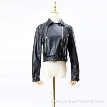 diagonal pull leather jacket